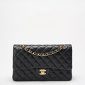 Chanel Black Double Flap Bag Medium Lambskin