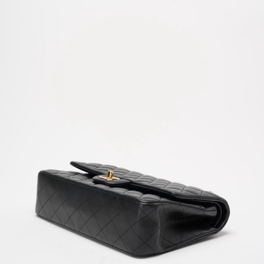 Chanel Black Double Flap Bag Medium Lambskin