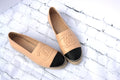 Chanel Beige Black Lambskin Round Toe Espadrilles 41