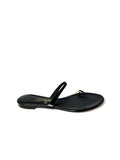 CHANEL Black CC Logo Leather Slip on Sandals 41.5 10.5
