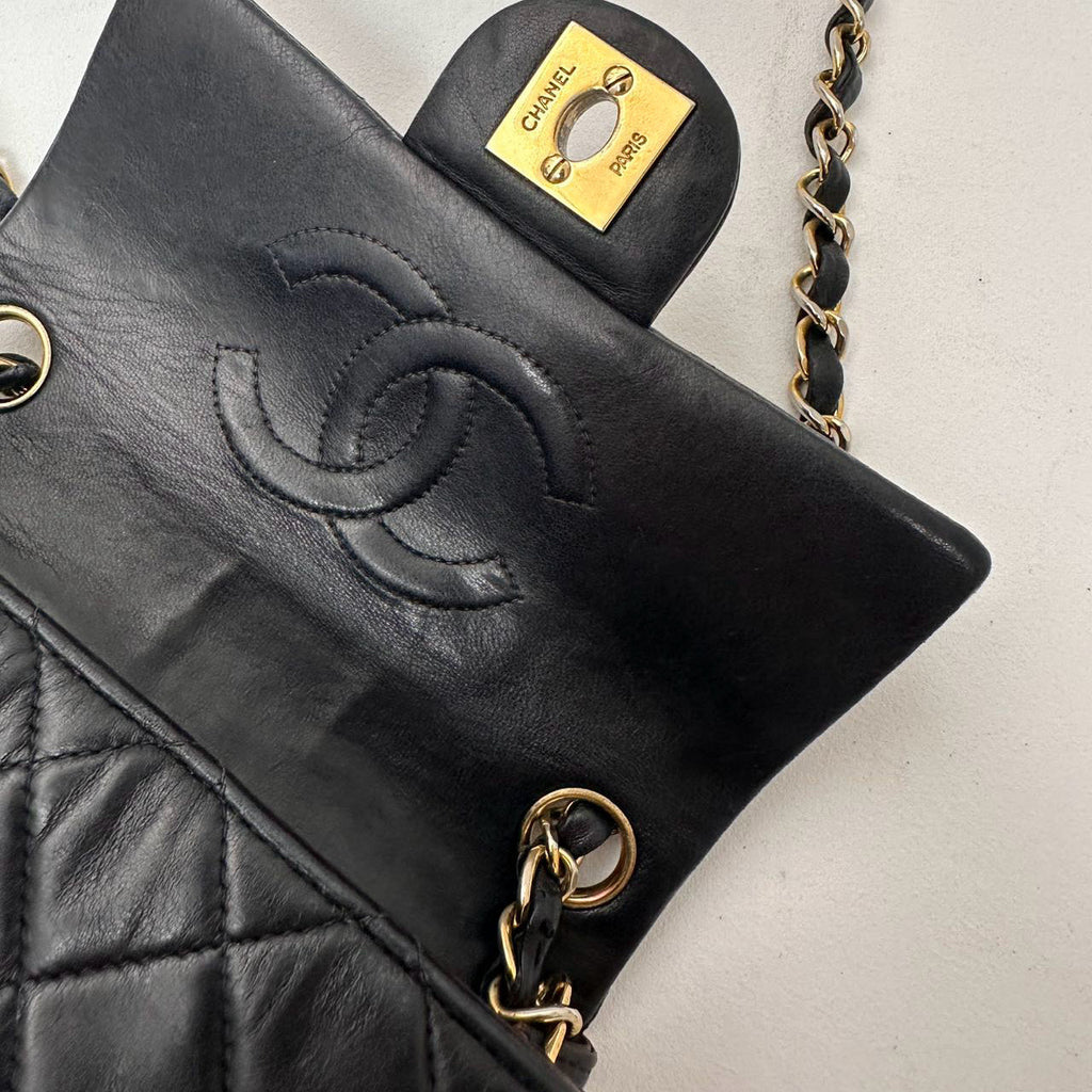 Chanel Black Vintage Mini Flap Square Bag 2000s