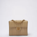 Chanel Vintage Beige Single Flap Bag Caviar Leather
