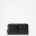 Saint Laurent Black Chevron Leather Continental Wallet