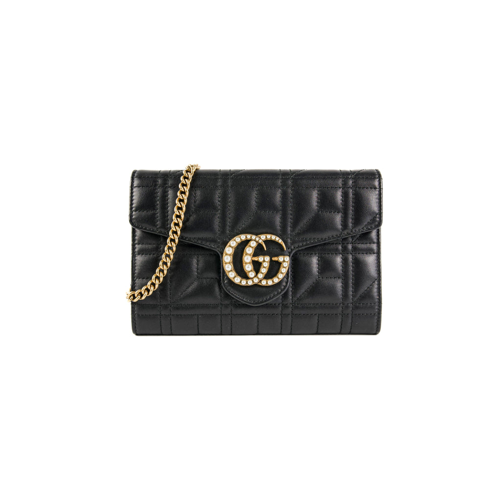 Gucci Pearl GG Black Wallet On Chain WOC