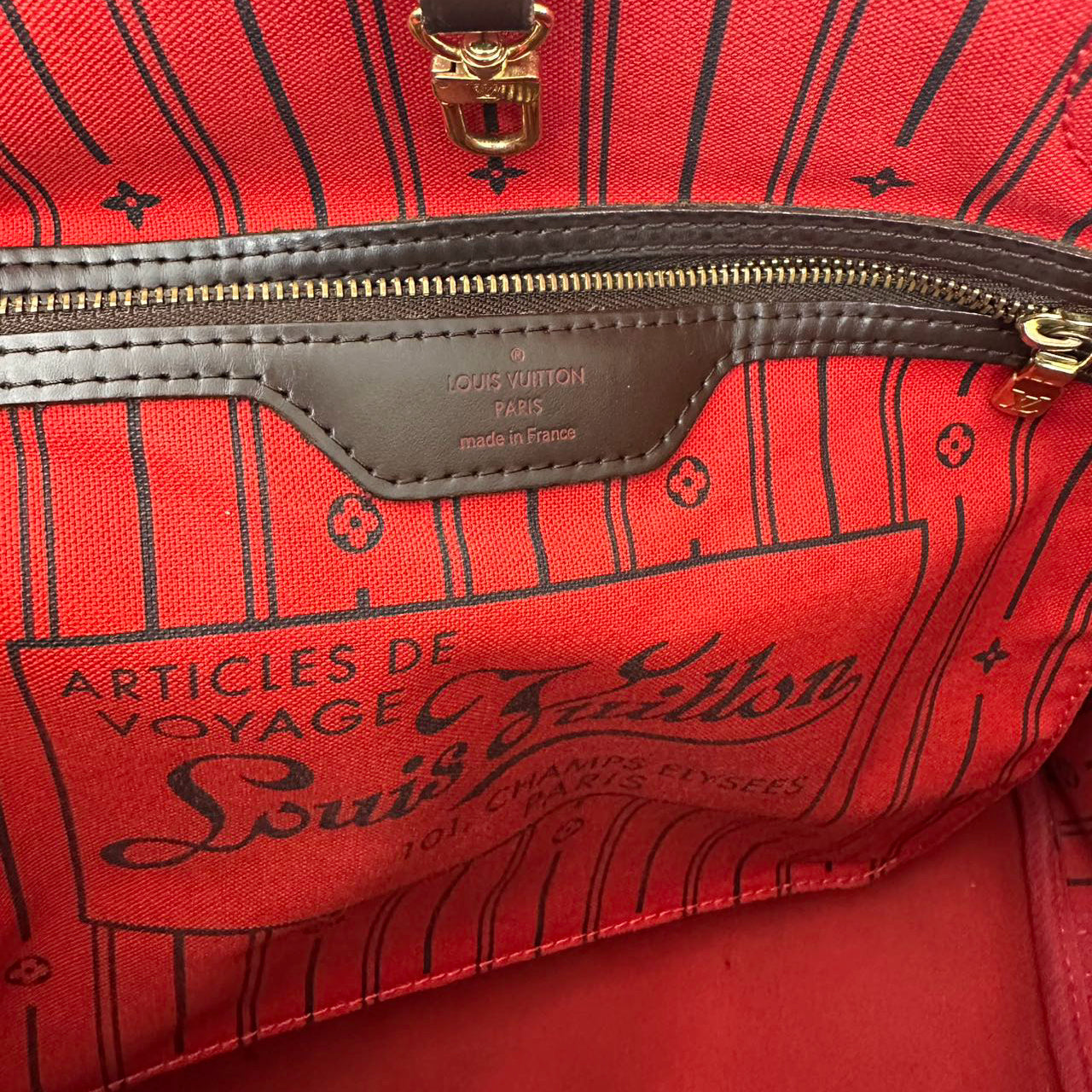 Louis Vuitton Damier Ebene Neverfull MM Tote Bag 2009