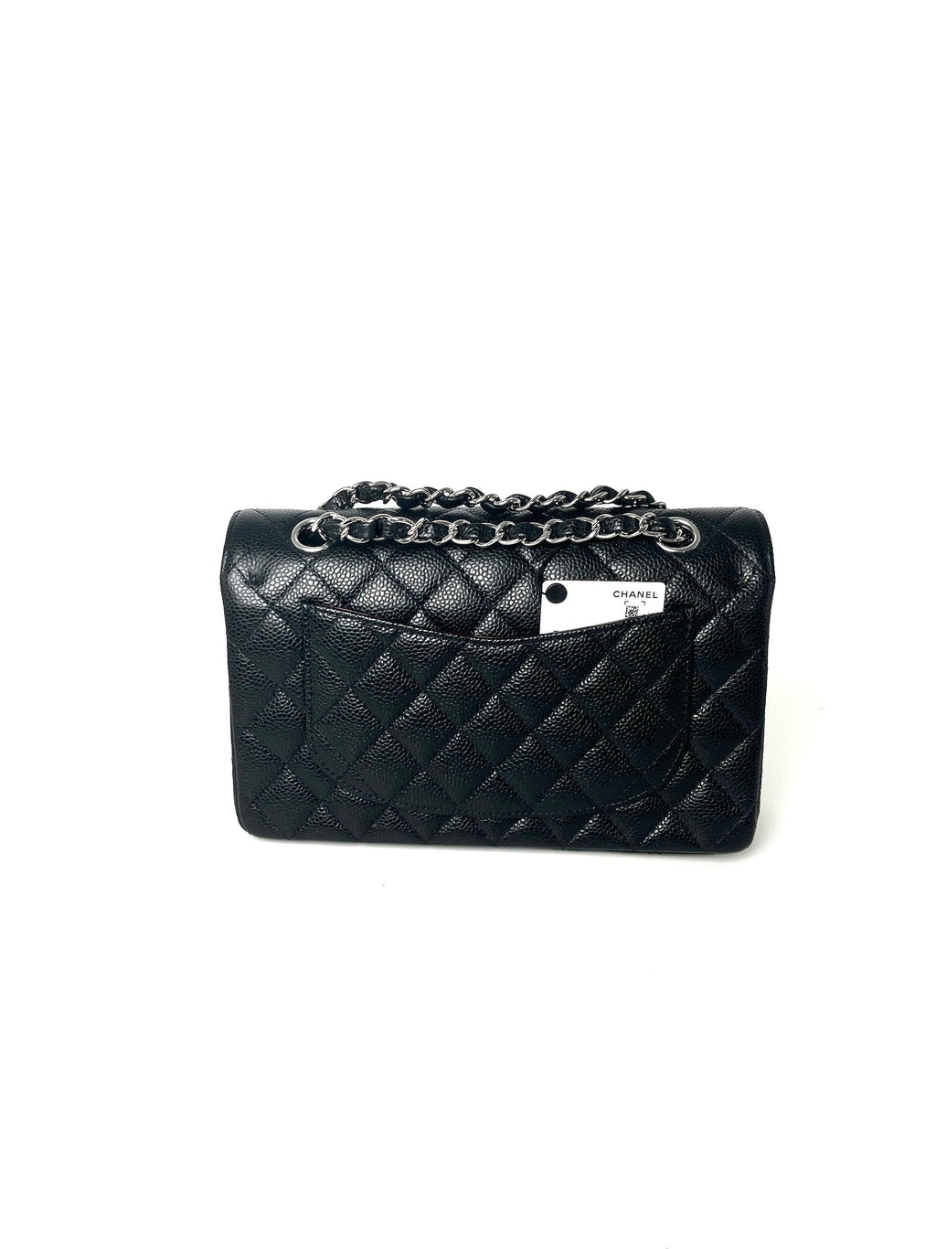 New CHANEL Black Small Quilted Caviar Leather Double Flap Shoulder Bag