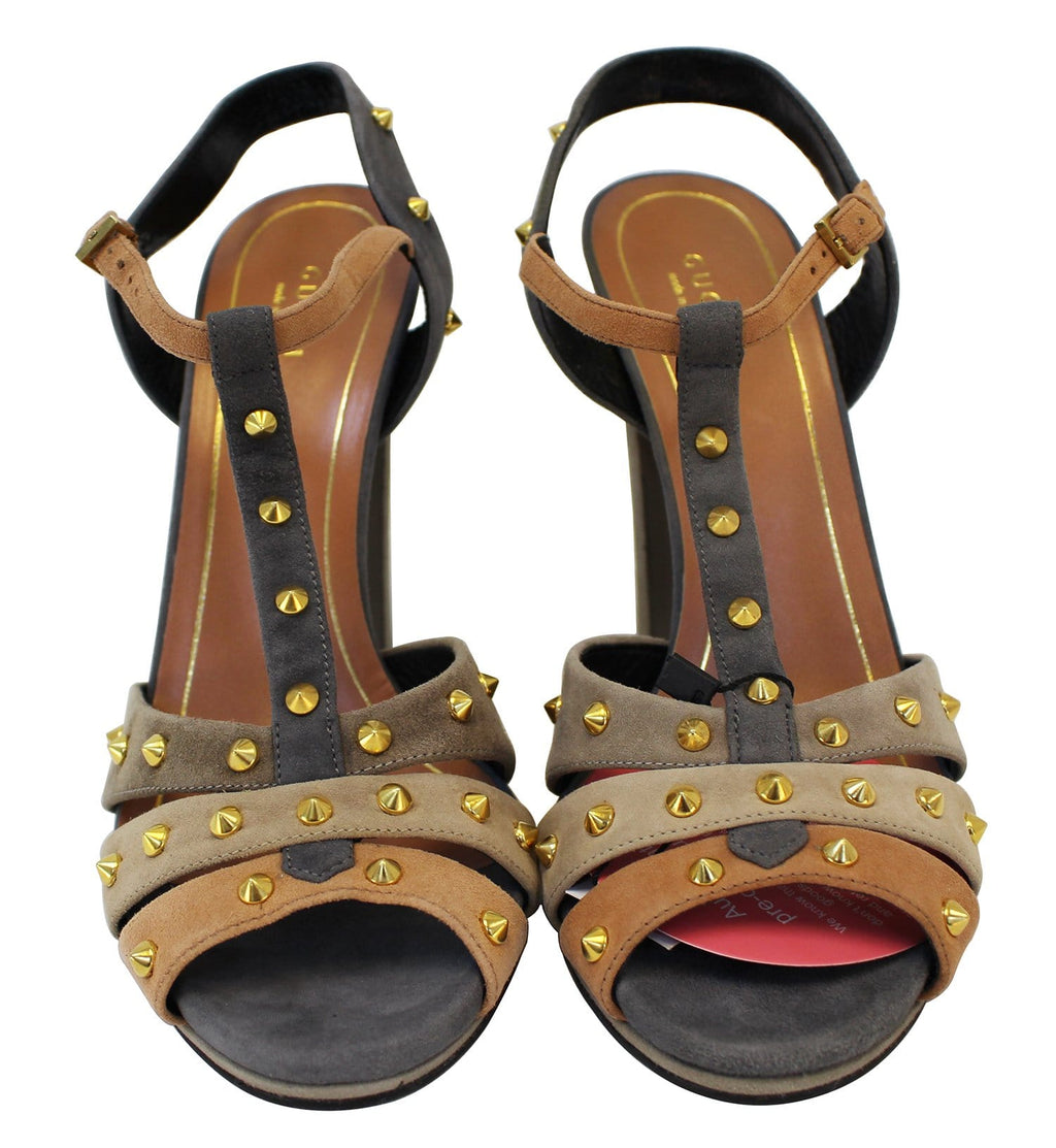GUCCI Studded Suede Pumps Sandal in Grey Size 9