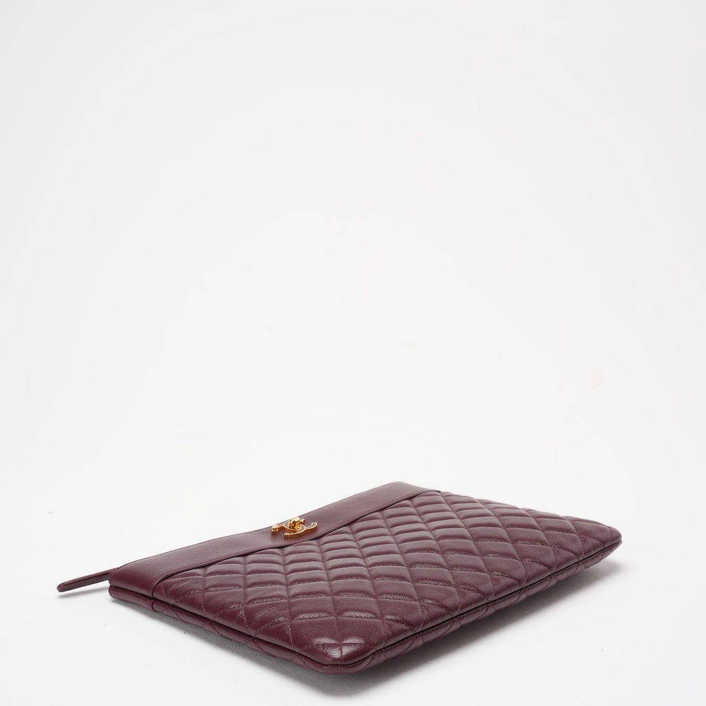 Chanel Burgundy Lambskin Leather Clutch 2016-2017