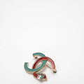 Chanel CC Logo Brooch Red and Green