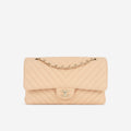 Chanel Medium Chevron Flap - Blush Beige Matte Caviar