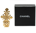 Chanel Gold Plated CC Logos Cross Vintage Brooch