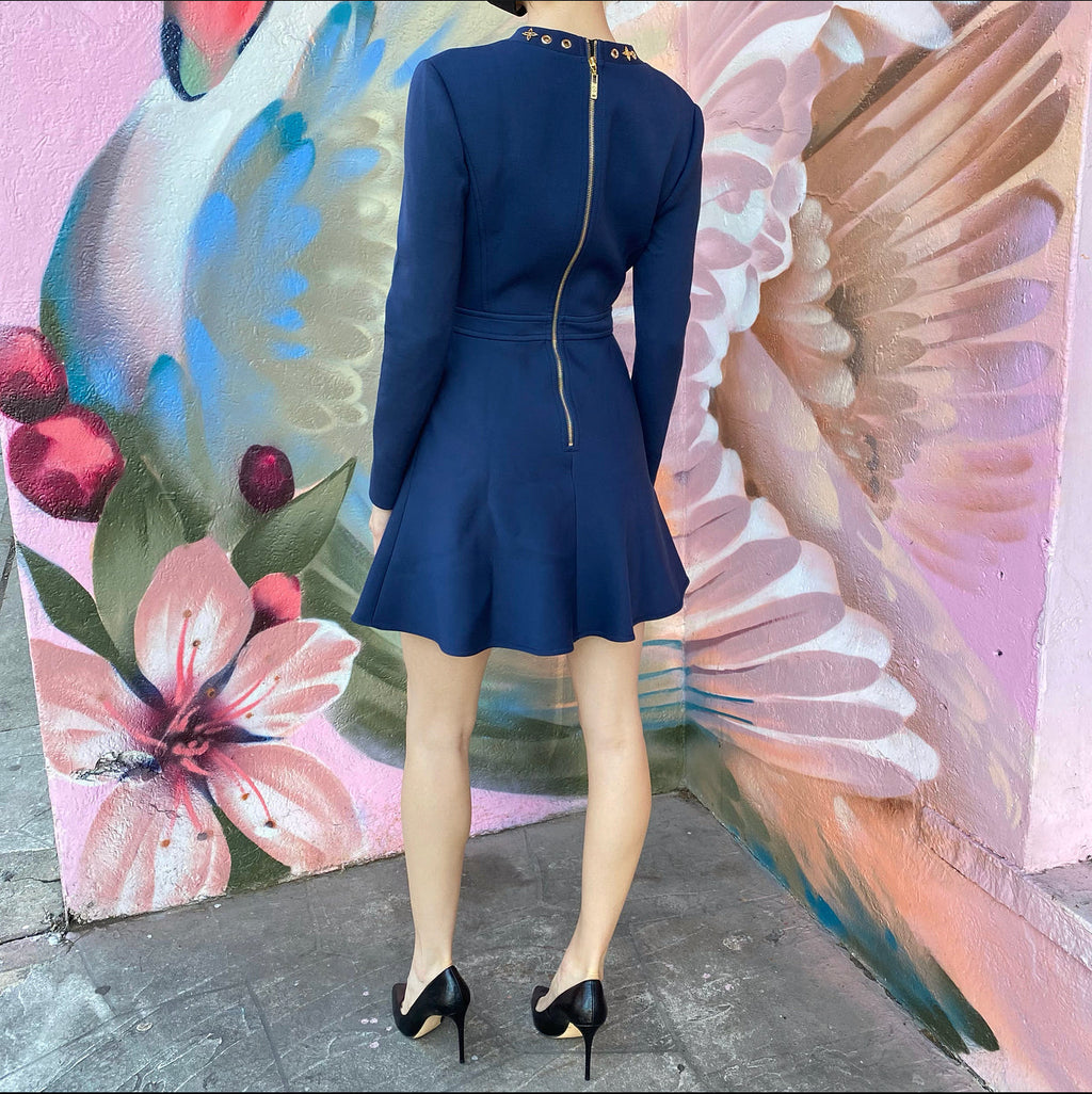 Louis Vuitton Navy Blue Long Sleeve Skater Dress - FR38 / USA 6