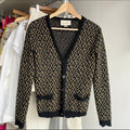 Gucci Black and Gold GG Logo Knit igan Sweater - XS