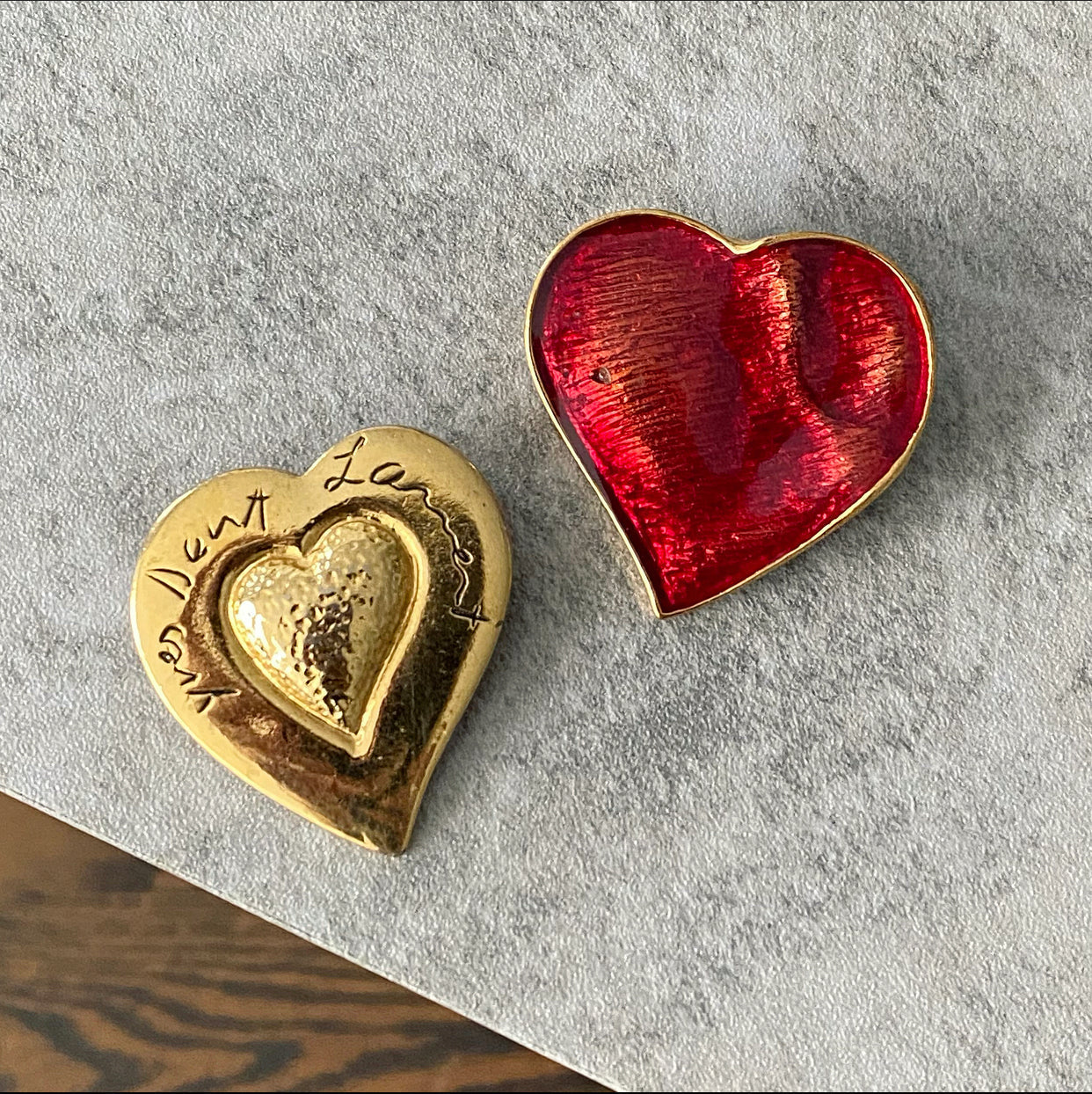 Yves Saint Laurent Vintage Red Enamel Heart Pin / Brooch
