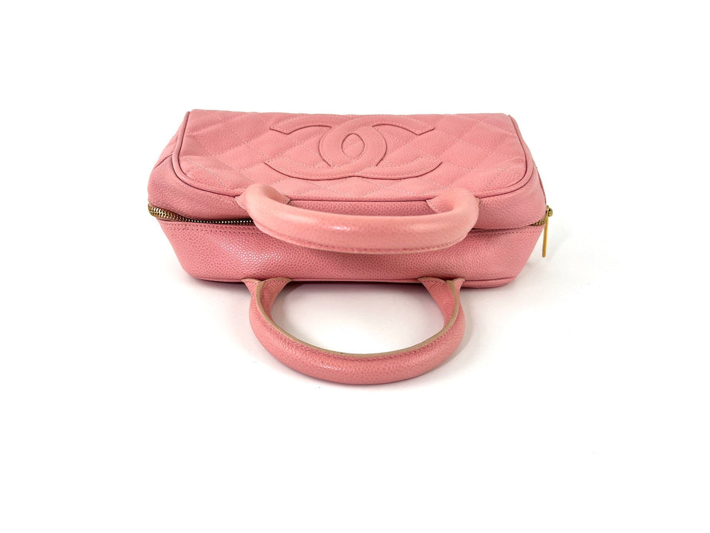 Vintage CHANEL Timeless Pink Quilted Caviar Bowler Bag