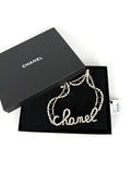 CHANEL Imitation Pearl Swirling Logo Letter Choker Necklace