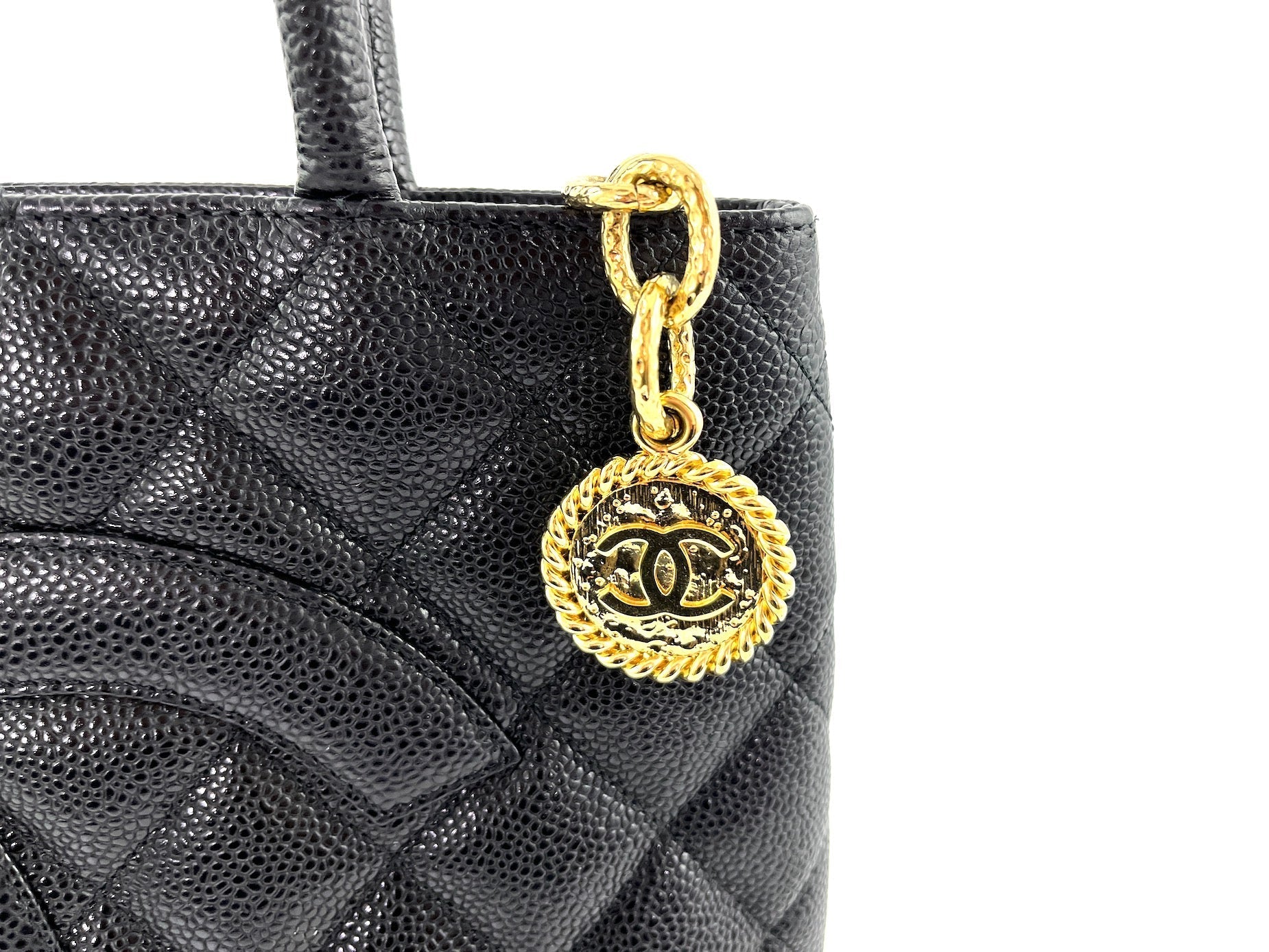 Vintage CHANEL Black Caviar 2010 Quilted Medallion Timeless Tote