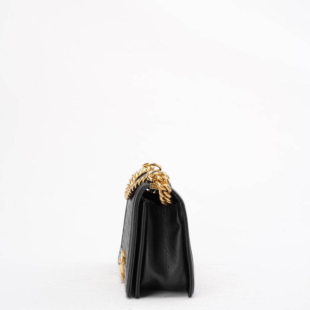 Chanel Boy Medium Black Flap Bag Quilted Caviar 2019