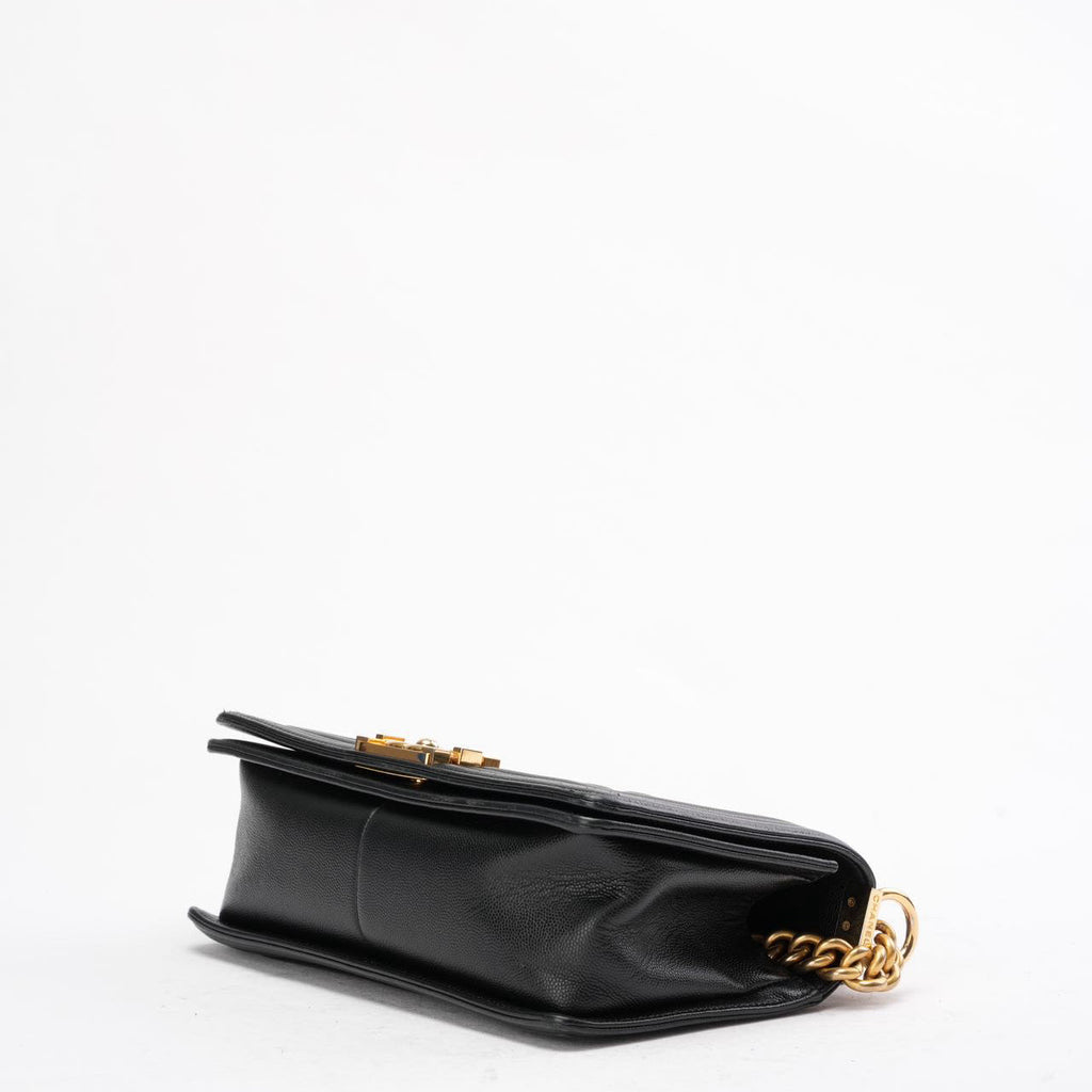 Chanel Boy Medium Black Flap Bag Quilted Caviar 2019