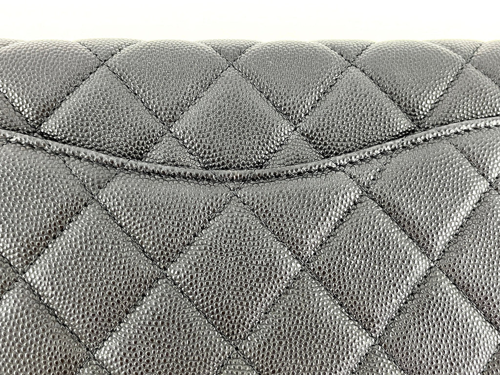 CHANEL Classic 2021 Black Quilted Caviar Flap Clutch Bag
