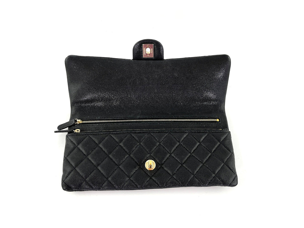 CHANEL Classic 2021 Black Quilted Caviar Flap Clutch Bag