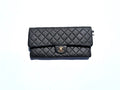CHANEL Classic 2021 Black Quilted Caviar Flap Clutch Bag