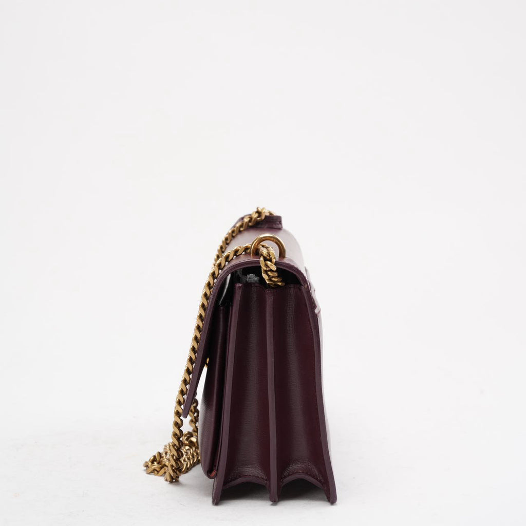 Saint Laurent Medium Burgundy Sunset Box Leder