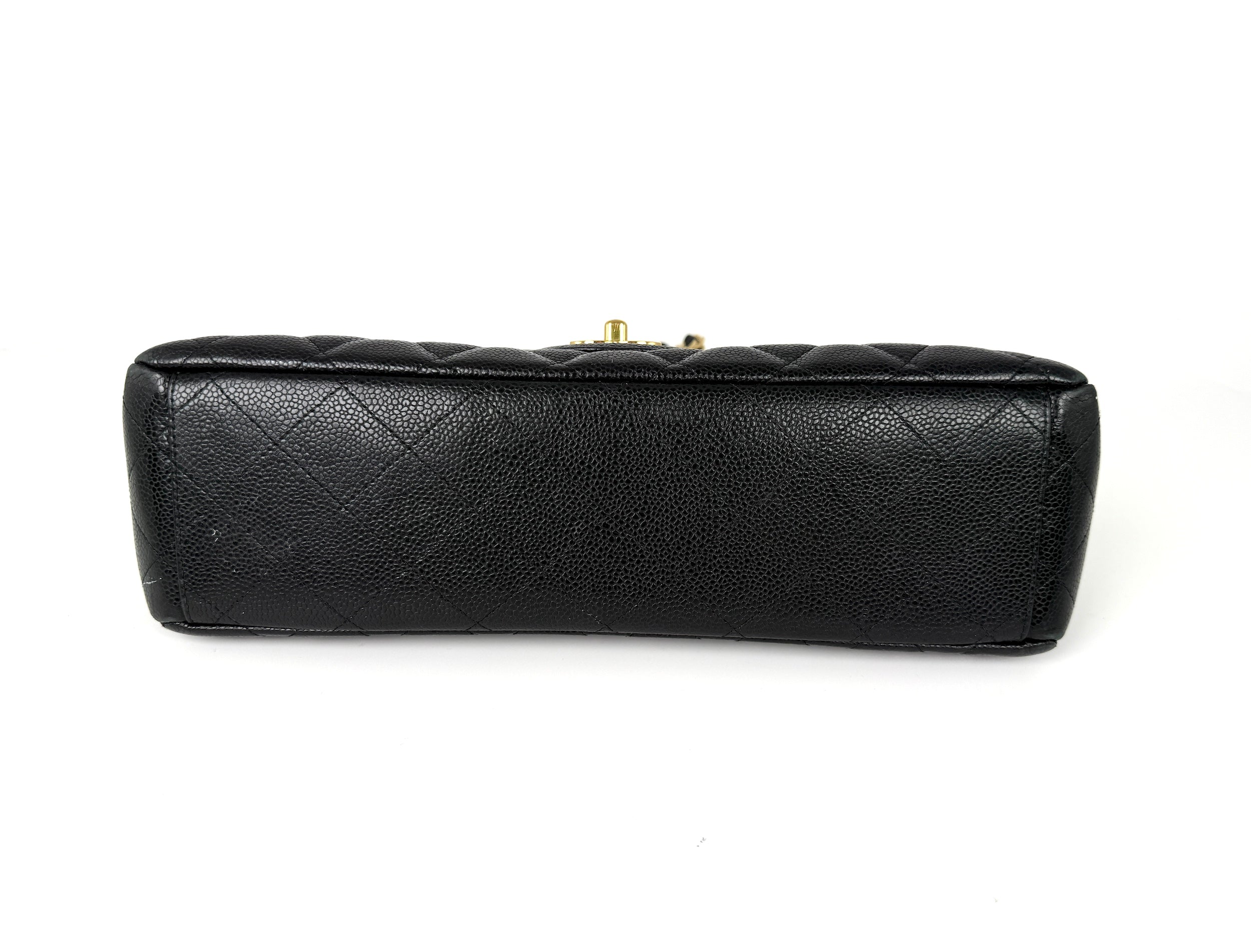 CHANEL Maxi Jumbo Classic Black Caviar Quilted Gold Hardware Single Flap Shoulder Crossbody Bag