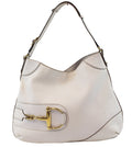 GUCCI 137386 White Leather Saddle Shoulder Bag