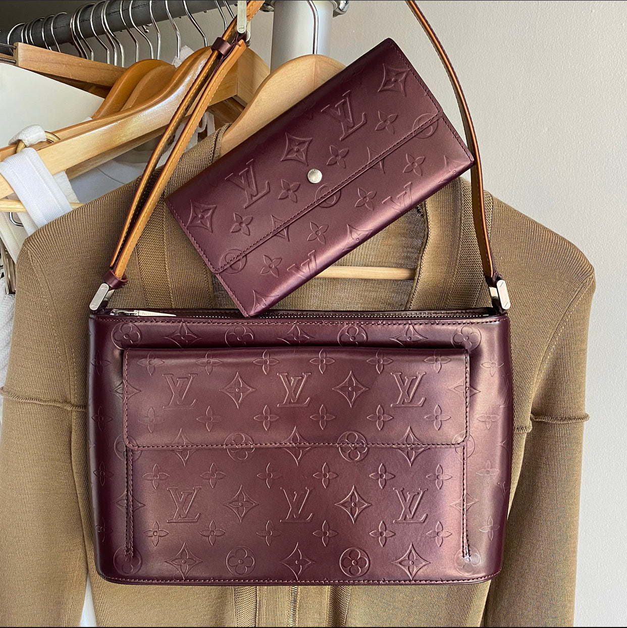 Louis Vuitton Monogram Mat Burgundy Allston Bag