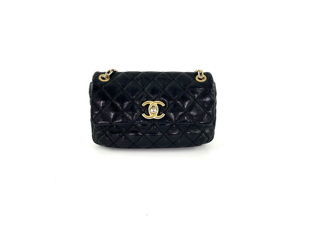 CHANEL Black Classic Ultimate Stitch Retro Chain Flap Bag