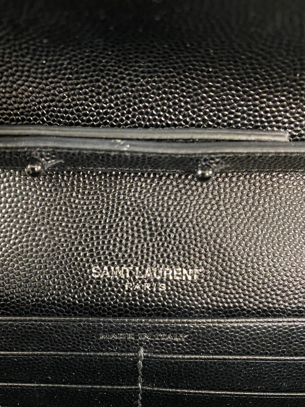 Saint Laurent All Black Chevron Envelope Chain Wallet