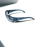 CHANEL 6004 Blue Acetate Wrap Around CC Crystal Sunglasses