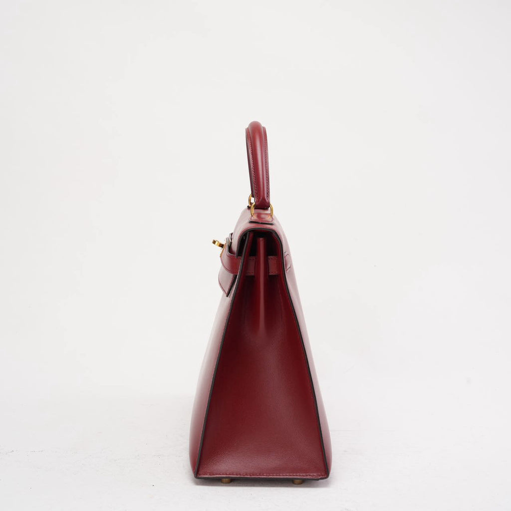 Hermès Vintage Burgundy Kelly Sellier 32 Box Leather 1994