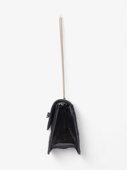Chanel 2.55 Black Glitter Patent Leather Mini