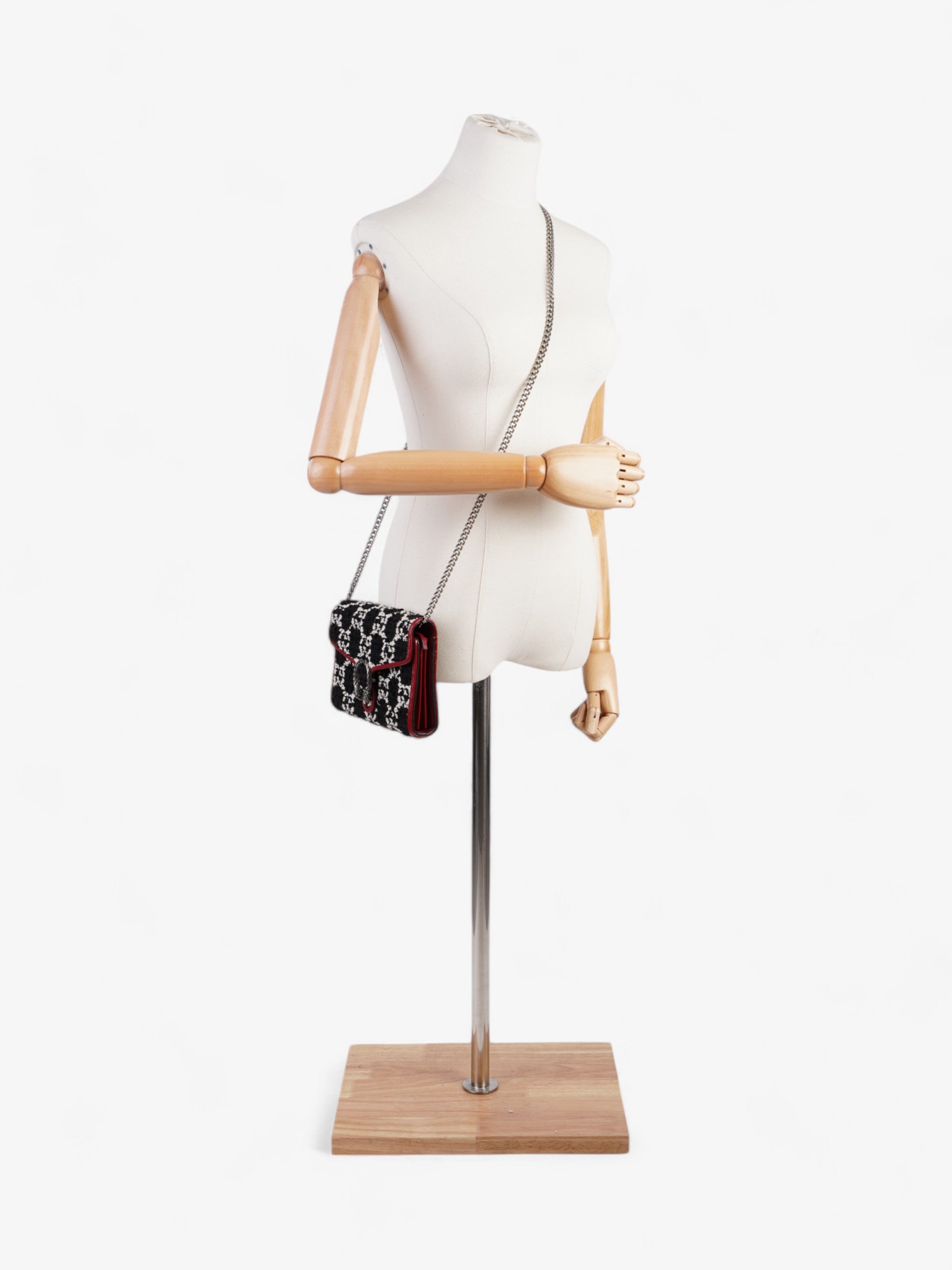 Gucci Dionysus Chain Wallet Black / Red / White Tweed