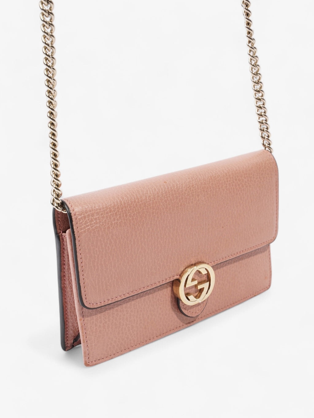 Gucci Interlocking G Chain Wallet Light Pink Leather