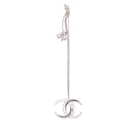 Chanel CC Crystal Silver Tone Pendant Necklace