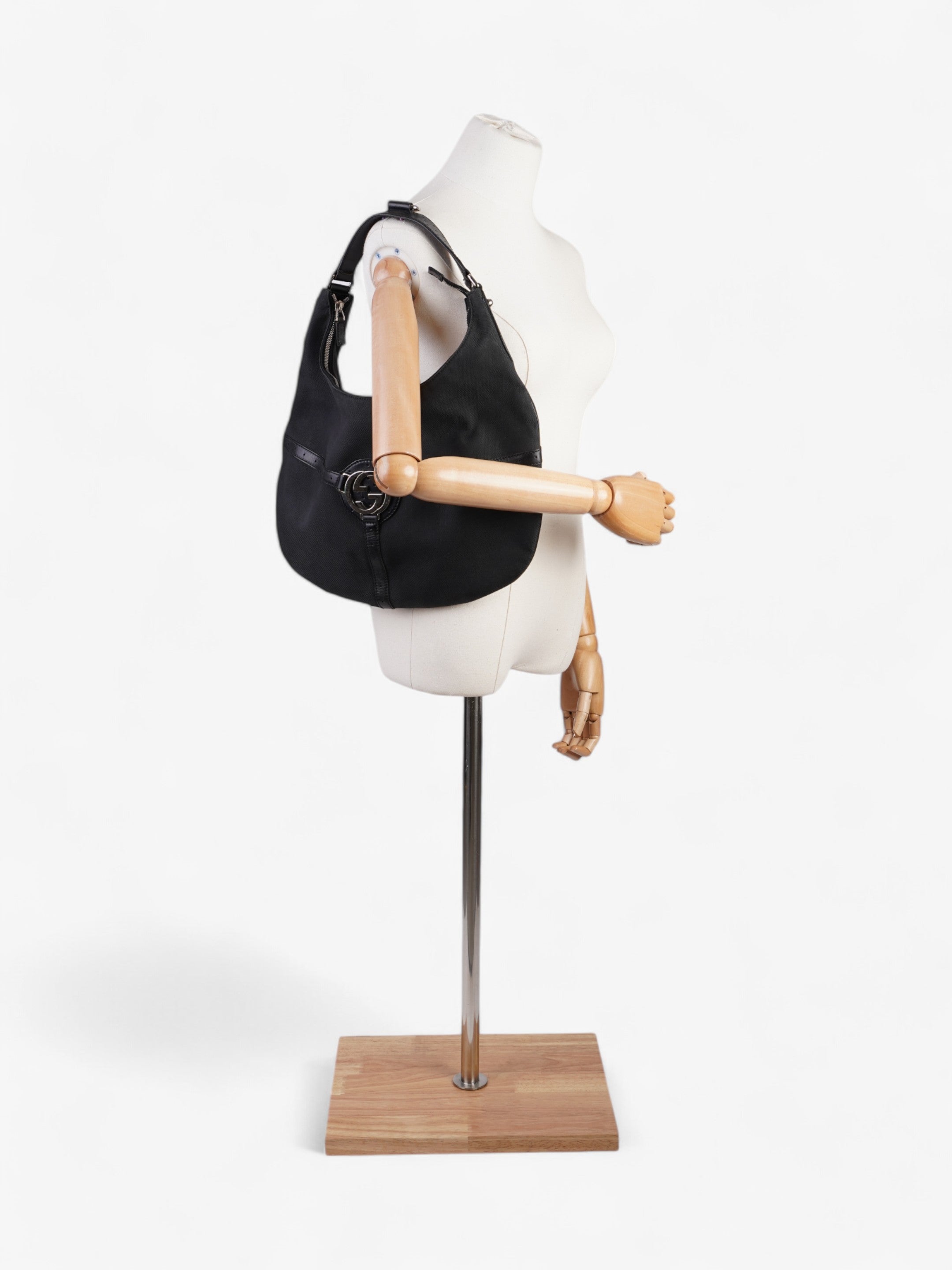 Gucci Reins Hobo Black Canvas
