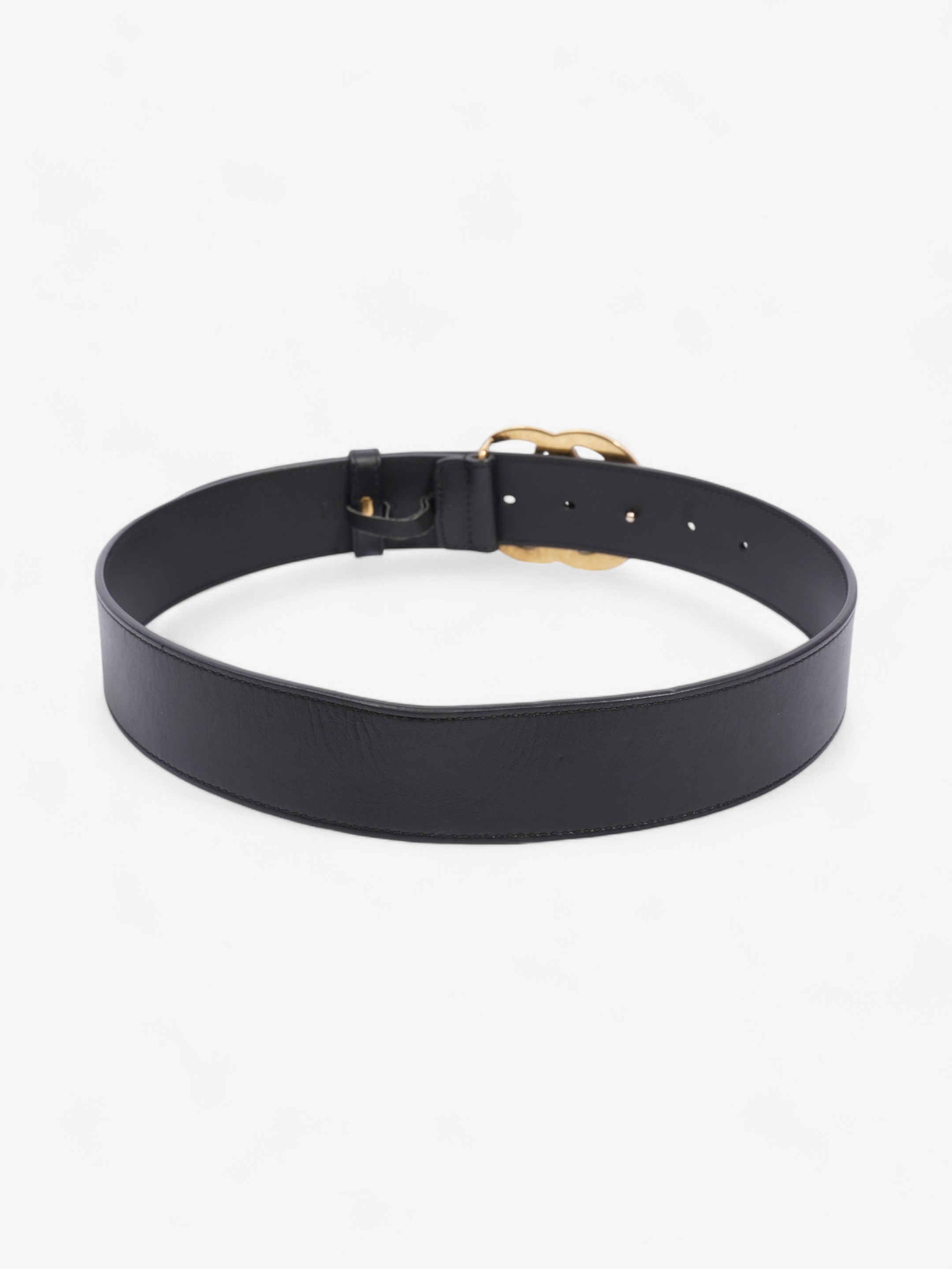 Gucci GG Marmont 2015 Re-Edition Wide Belt Black / Gold Leather 70cm / 28"