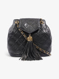 Chanel Classic Flap Tassel Black Lambskin Leather