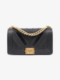 Chanel Boy Black Calfskin Leather Medium