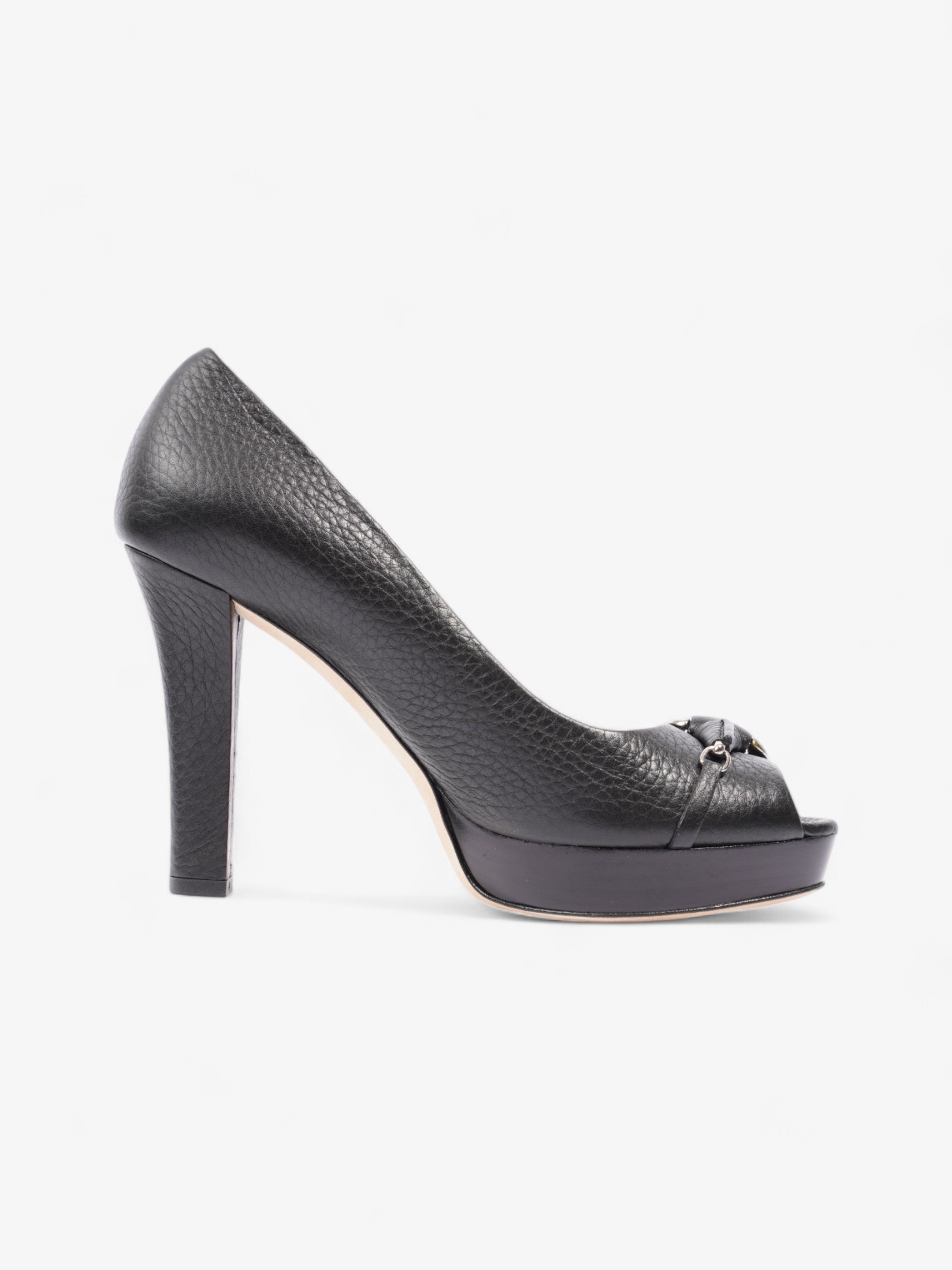 Gucci Horsebit Court Peep Toe 90 Black Leather EU 36.5 UK 3.5