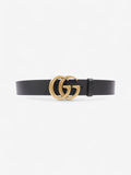 Gucci GG Marmont Wide Belt Black / Gold Leather 95cm / 38"