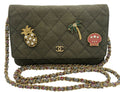 Chanel 17C Paris-Cuba Charms Military Green Canvas WOC Clutch Wallet on Chain