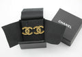 Chanel B19A Metal Square Embossed Gold CC Earrings