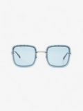 Chanel Chain Detailed Sunglasses with Double Chain Blue / Silver Acetate 140mm