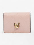 Gucci Guccissima Signature Crystal Cat  Case Wallet Light Candy Pink Calfskin Leather
