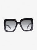 Gucci Oversized Square Sunglasses Black / Gold Acetate 145mm