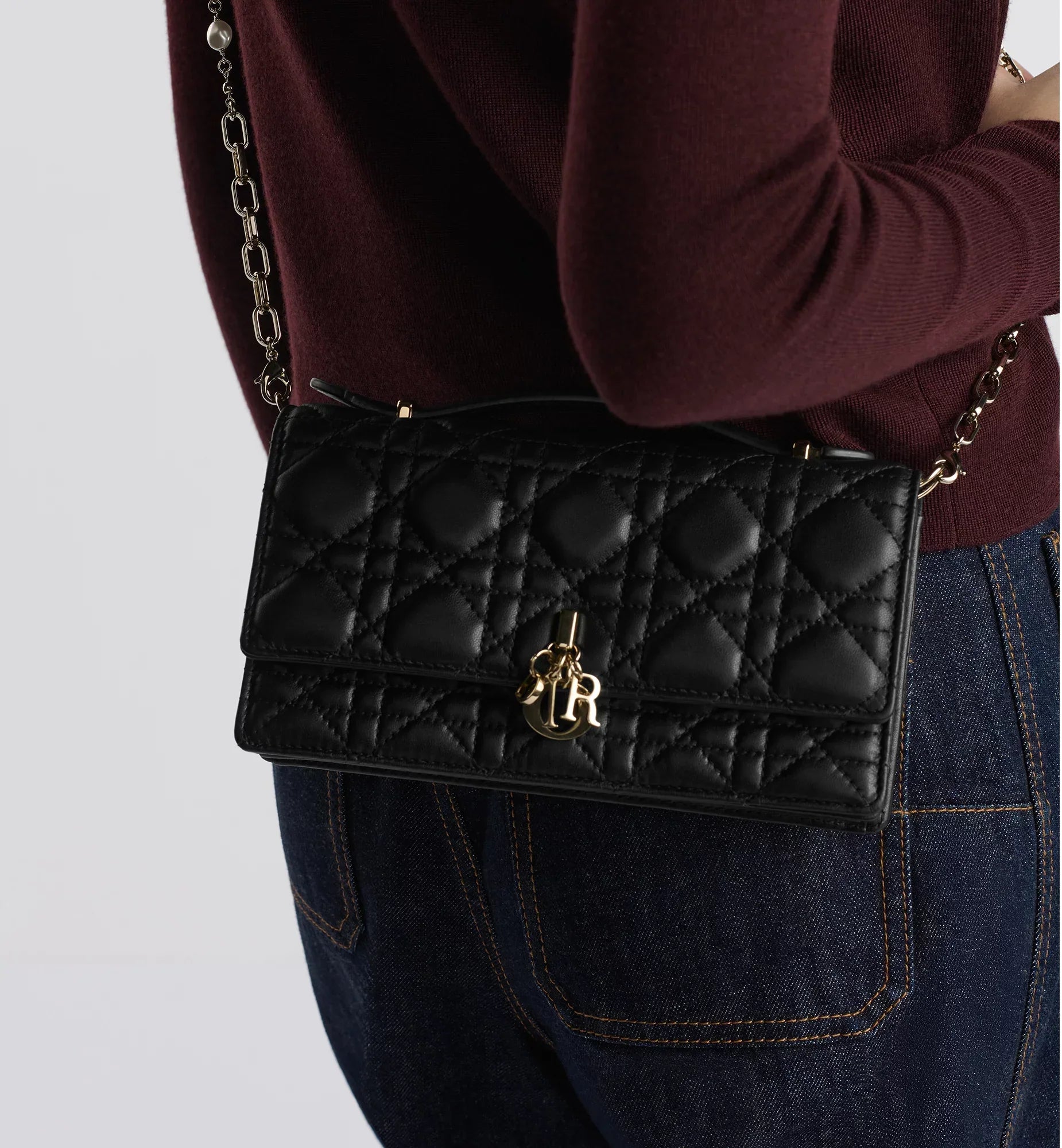 Dior My Dior Cannage Lambskin Mini Bag - Black